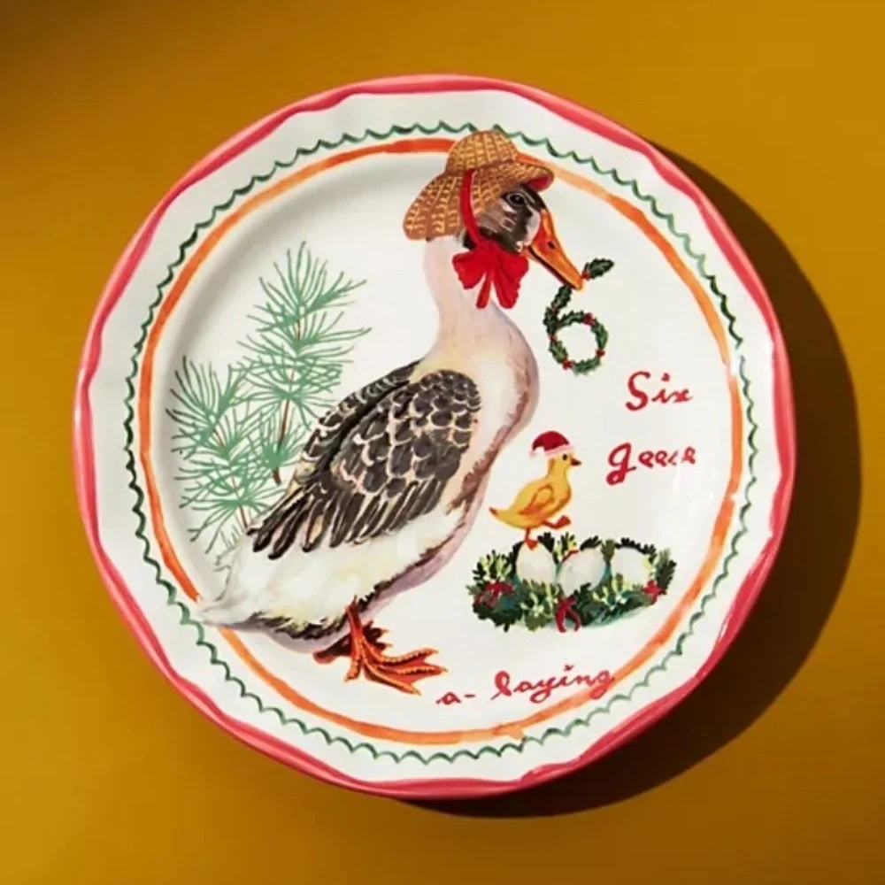 Anthropologie Nathalie Lete 12 Days Christmas  Geese a Laying  Side Plate